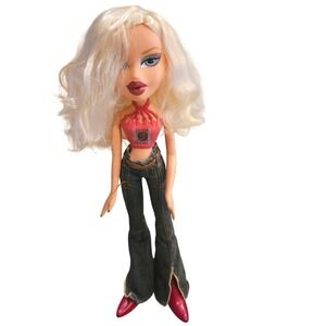 Bratz Cloe Doll MGA Blonde Hair Blue Eyes Red OHM Halter Top Flare Jeans 24"Tall